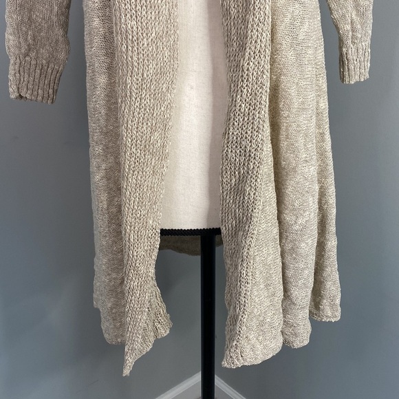 Eileen Fisher Petite Linen Green Quarter Sleeve Blouse Cardigan - Picture 3 of 7